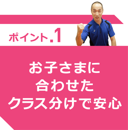 ポイント.1 お子さまに合わせたクラス分けで安心